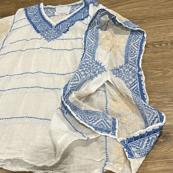 Johnny Was 3J Workshop Embroidered Kaftan Tunic Dress Shirt Women’s XS runs‎ big - Picture 4 of 8